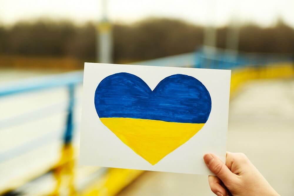 Ukraine flag in heart shape