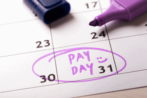 Pay day for online payslips and full pay to bank account according to tax code