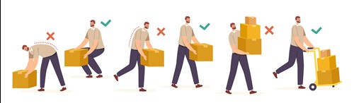 an infographic showing how an employee should be lifting heavy items from an online training course.
