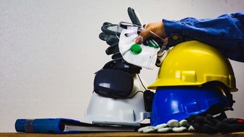 Personal protective equipment issues to employees as a result of a risk assessment showcasing safety risks.