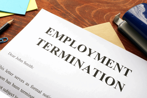 a sample termination letter, outlining the reason and the employee's notice period.