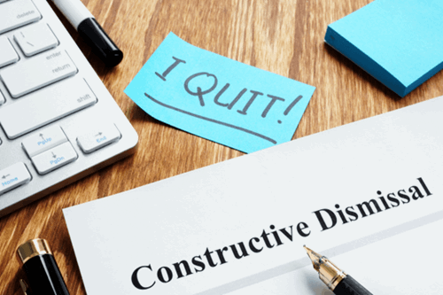 Prove constructive dismissal or wrongful dismissal
