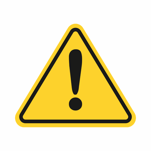 a yellow warning sign these can be made of adhesive vinyl, and warn of significant risk
