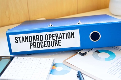 a folder with the accurate operating procedures of the workplace safety, including risk assessment and safe operating procedures