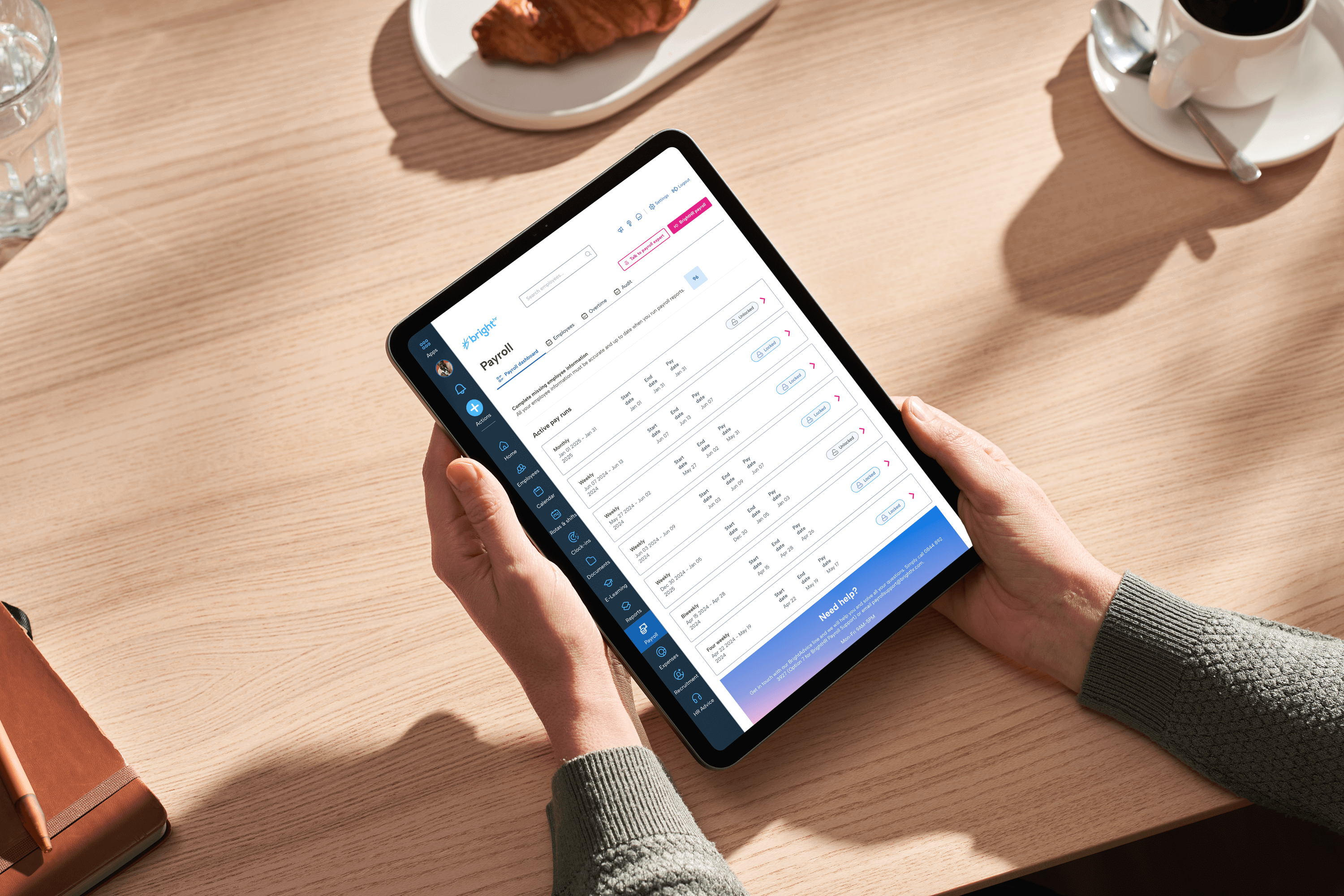 BrightHR Payroll on a tablet