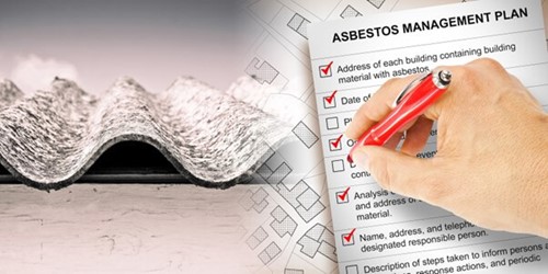 Image of an employer undertaking an asbestos survey as part of an asbestos management plan to reduce occupational exposure.