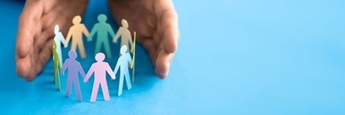 Visualisation of an employer promoting diversity and inclusion to promote better staff wellbeing.