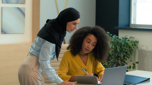 An employee undergoing a performance review.