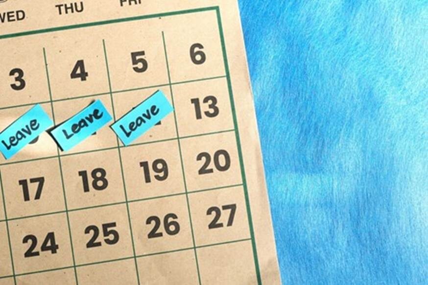 calendar showing days an employee is booked off