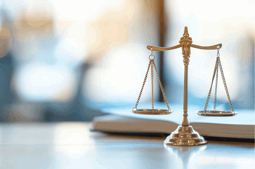 balanced scale on desk