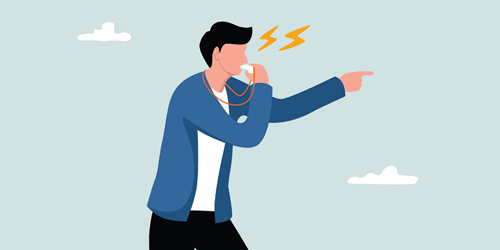 illustration of man blowing whistle symbolising whistle blowing